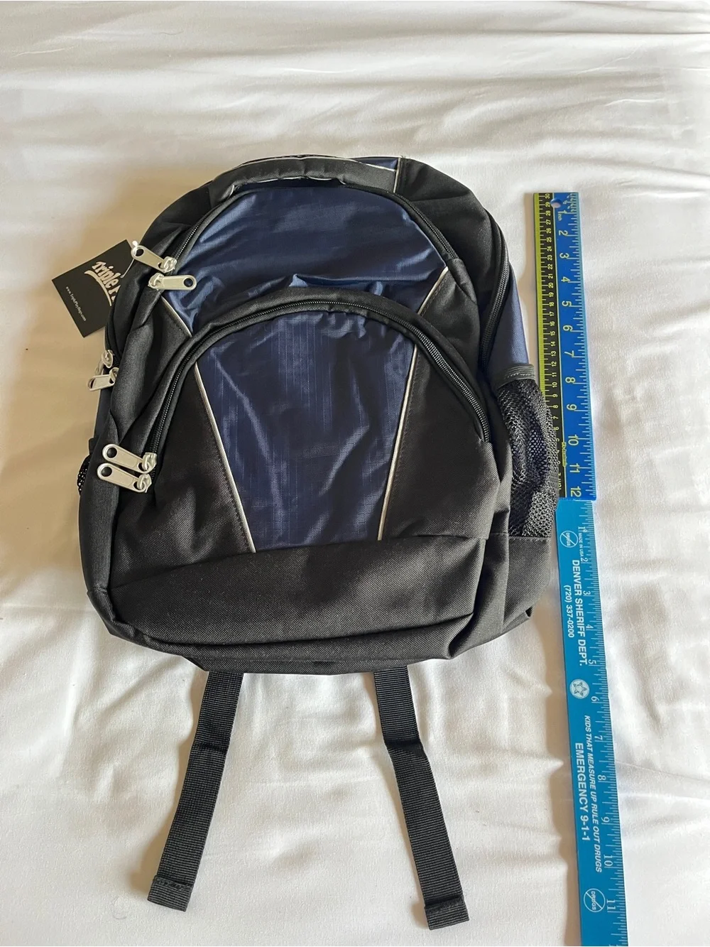 Brand New Triple Play Backpack Black Blue Large School Travel Daypack